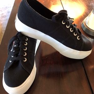 Superga Black Platform 2790 BLACK WHITE Sneakers